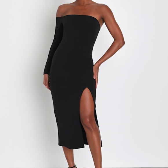 Lulus Dresses & Skirts - Lulus Modern Stunner Black One-shoulder Bodycon Midi Dress - Size M